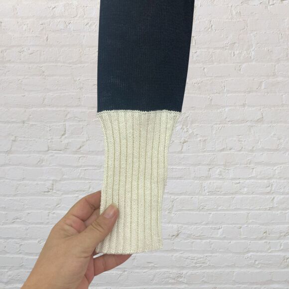 Sisters Vintage 80s Turtleneck Sweater M Black Ivory Colorblock Hong Kong - Picture 7 of 11